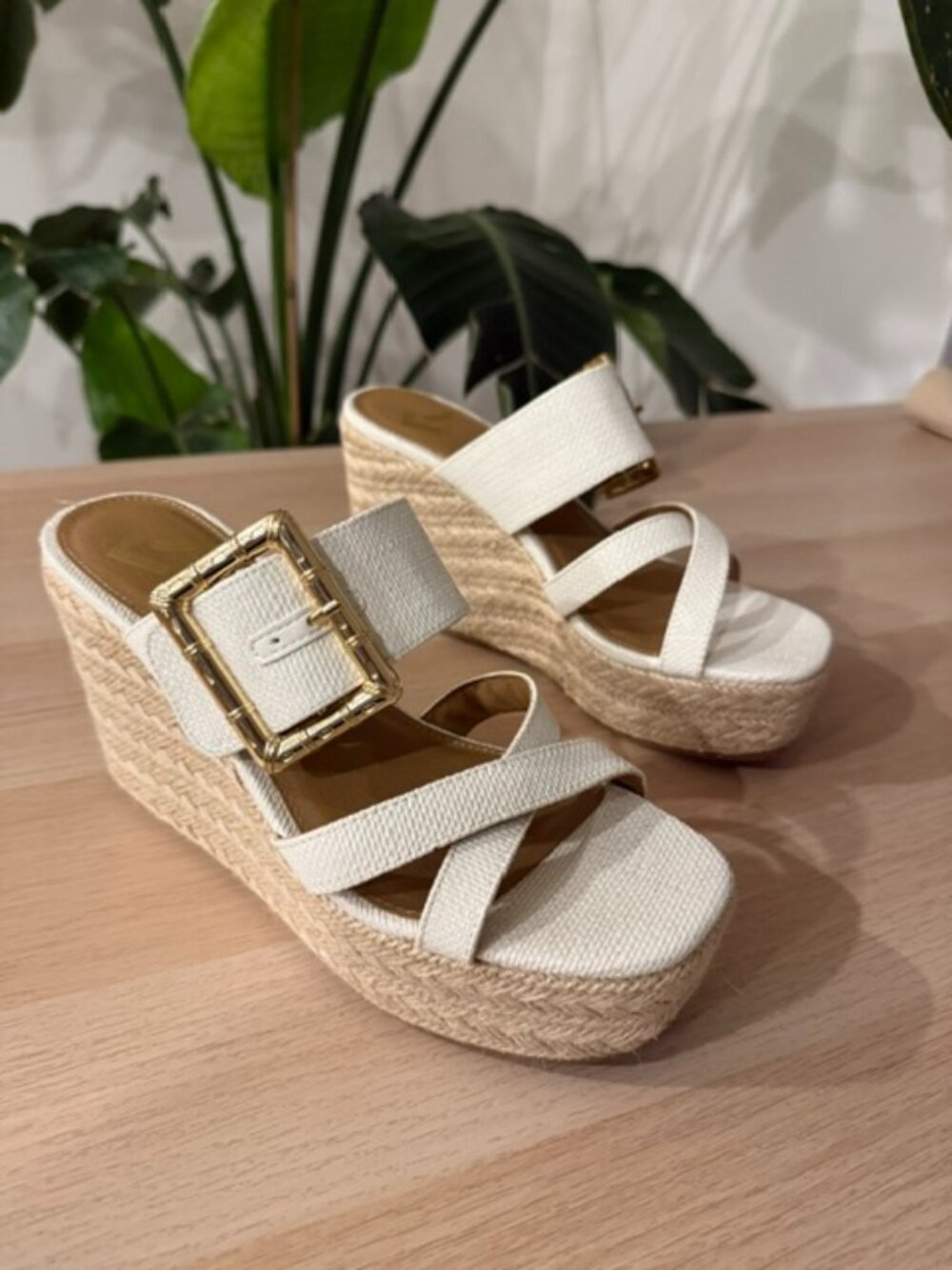 Platform Wedge Sandals with Buckle
